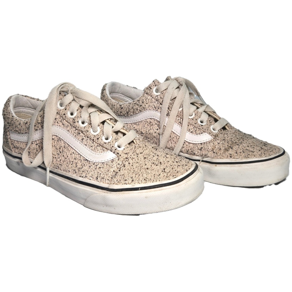 Vans Old Skool Boucle Knit Tan Cream Low Top Sneakers 508731 Mens 5 Womens 6.5
